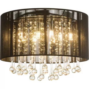 Globo Lighting Plafon LAMPA sufitowa BAGANA 15095D okrągła OPRAWA abażurowa LED 24W łezki krople glamour sierra czarna 15095D - Lampy sufitowe - miniaturka - grafika 1