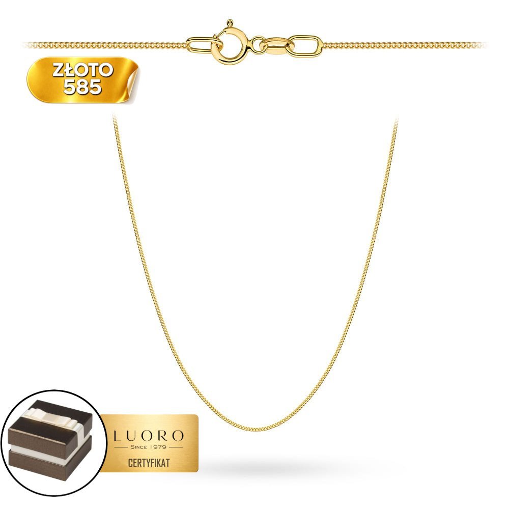 ŁAŃCUSZEK ZŁOTY 585 14K SPLOT PANCERKA GŁADKA 42 CM LEKKI ELEGANCKI