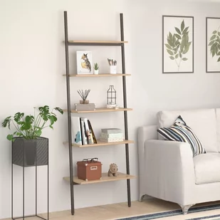 Regał Drabina Z 5 Półkami, Jasnobrązowo-Czarny, 64X34X185,5 Cm - Regały - miniaturka - grafika 1