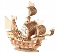 Puzzle - DREWNIANY ŻAGLOWIEC, PUZZLE 3D - STATEK PIRACKI 82 ELEMENTY - miniaturka - grafika 1