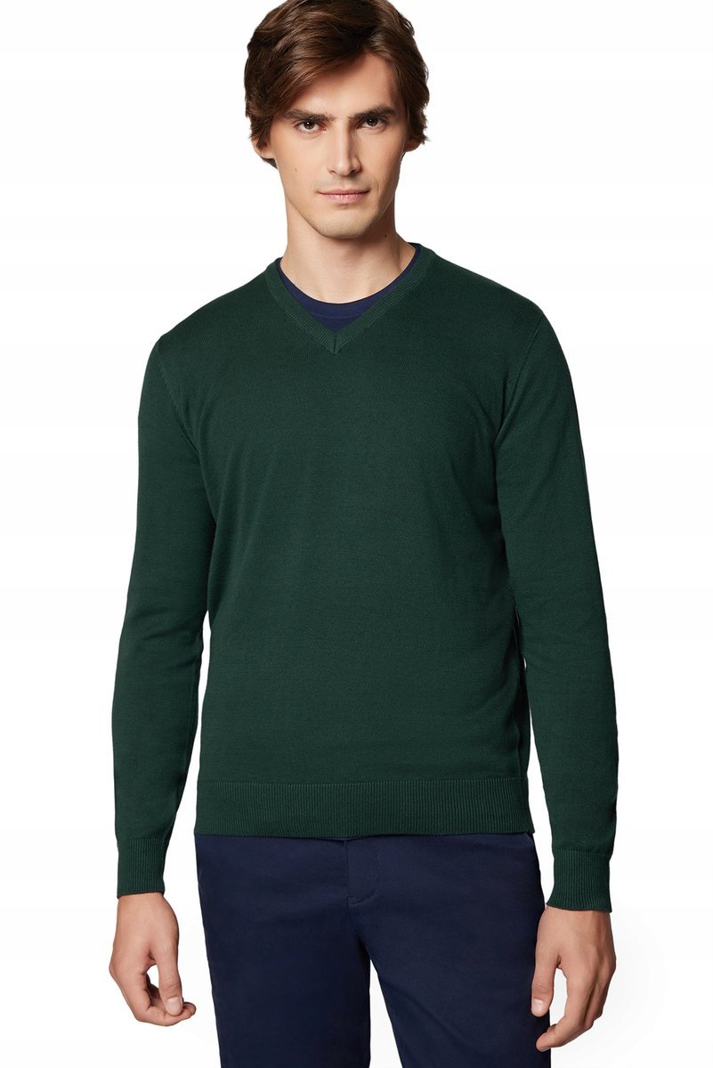 Sweter Męski Zielony Bawełniany V-neck Próchnik PM7 3XL