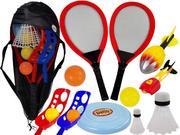 Zabawki i gry sportowe - Import LEANToys Zestaw Gier Sportowych Zręcznościowe Piłki Koszyk Badminton LT-9185-0 - miniaturka - grafika 1