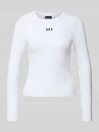 Swetry damskie - Bluzka z długim rękawem z wyhaftowanym logo - miniaturka - grafika 1