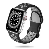 Akcesoria do smartwatchy - Sportowa gumowa opaska Apple Watch ( 38 / 40 / 41 mm ) czarno jasnoszara - miniaturka - grafika 1