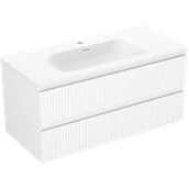 Szafki łazienkowe - Mexen Rivel szafka łazienkowa 100 cm z umywalką Vela, 2 szuflady, ryflowana , biała mat - 91A20-10047-2-BFF01-W23M01 - miniaturka - grafika 1