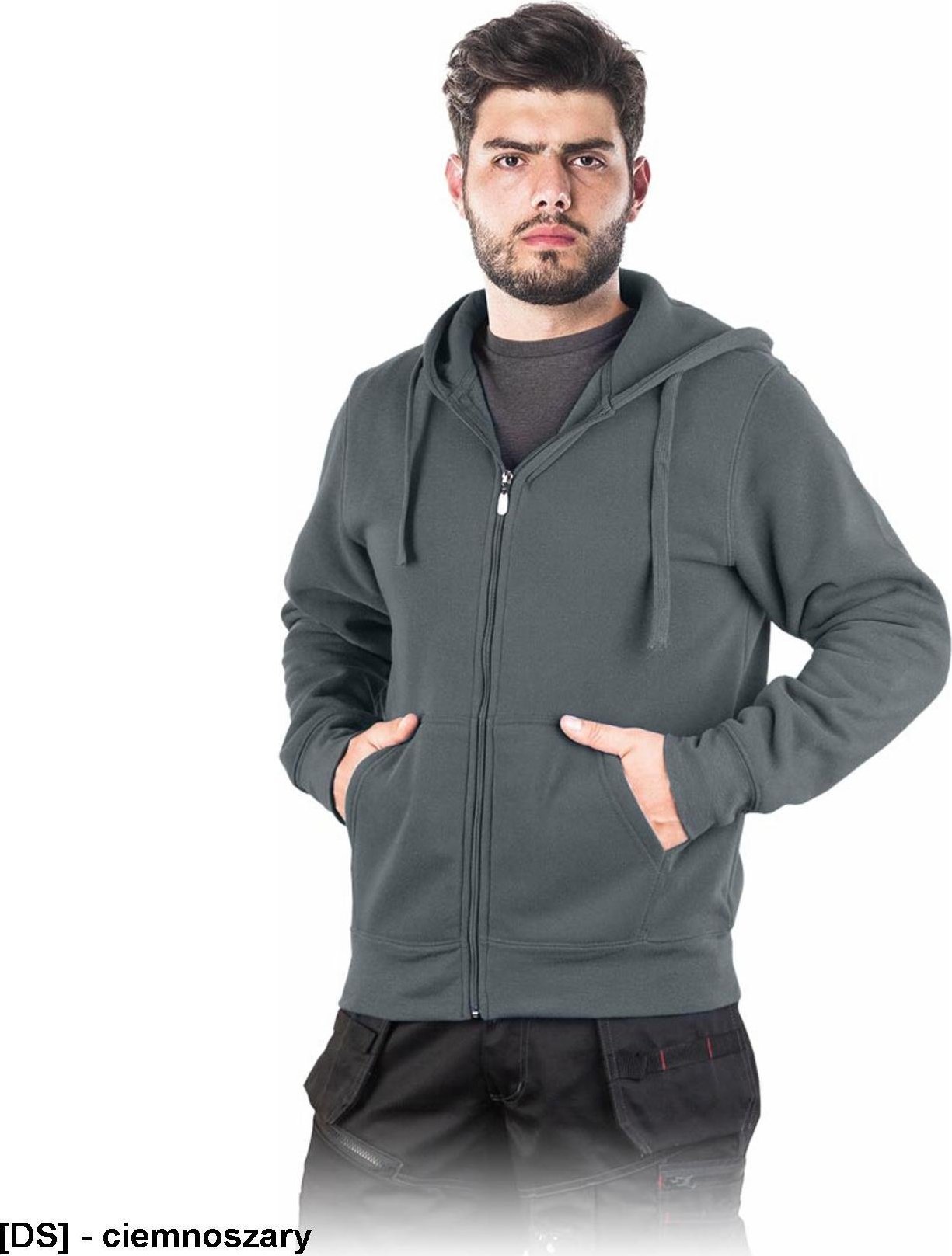 R.E.I.S. SMOKER - bluza ochronna rozpinana z kapturem - ciemnoszary L