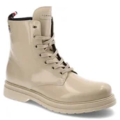Botki damskie - Beżowe Botki Tommy Hilfiger Modne Wygodne Buty Damskie - miniaturka - grafika 1