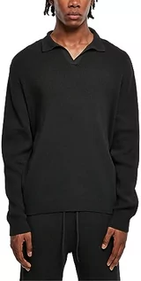 Koszulki męskie - Urban Classics Męska koszulka z długim rękawem z prążkowanymi rękawami, oversize, dostępna w wielu różnych kolorach, rozmiary S-XXL, czarny, XL - grafika 1