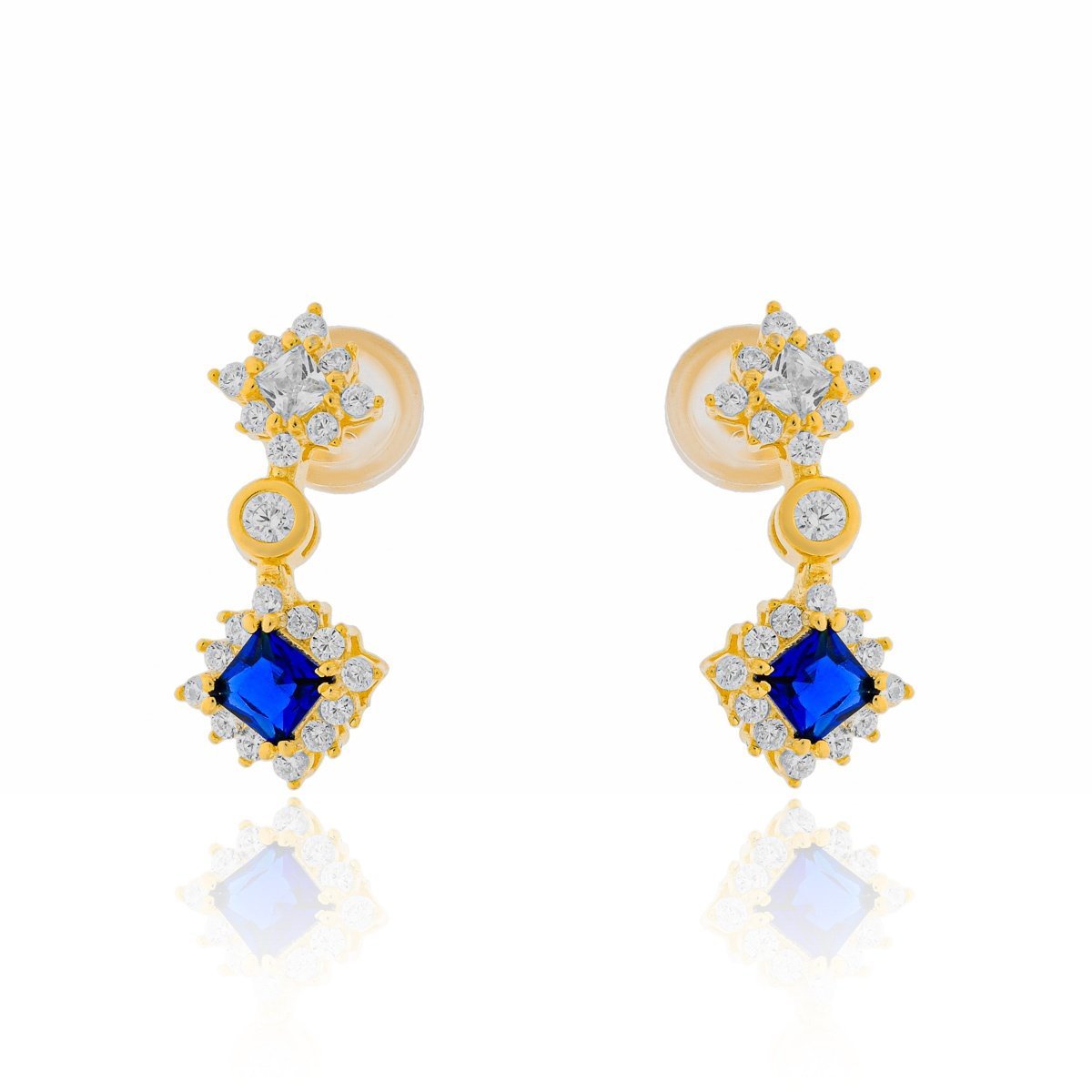 Srebrne pozłacane kolczyki z cyrkoniami sztyfty pr. 925