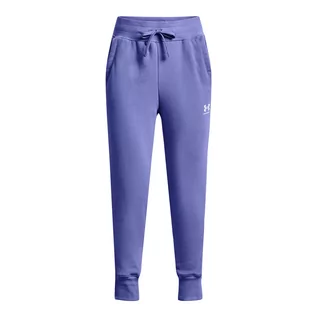 Spodnie i spodenki dla dziewczynek - Dziewczęce spodnie treningowe UNDER ARMOUR Rival Fleece LU Joggers - niebieskie - grafika 1