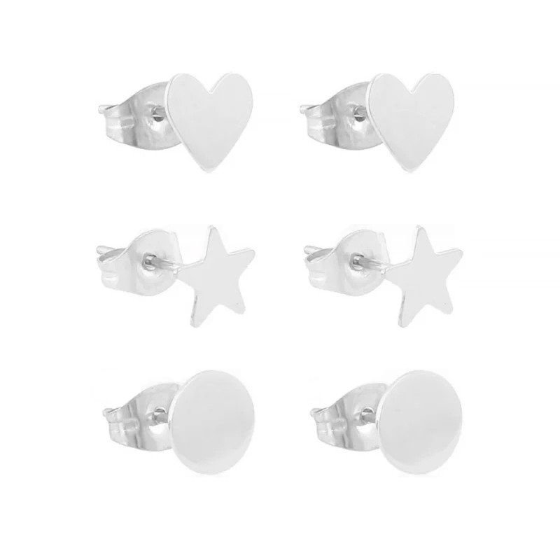 Zestaw 3 par koczyków na sztyfcie Blueberry