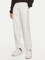Spodnie sportowe damskie - Guess Jeans Spodnie dresowe W4YB33 KC811 Biały Regular Fit - miniaturka - grafika 1
