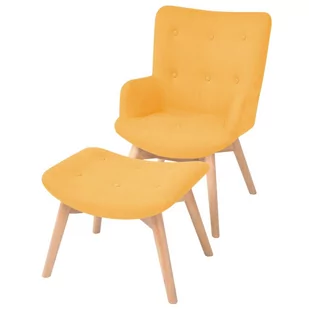 vidaXL Fotel z podnóżkiem, tkanina, kolor żółty - Fotele - miniaturka - grafika 1