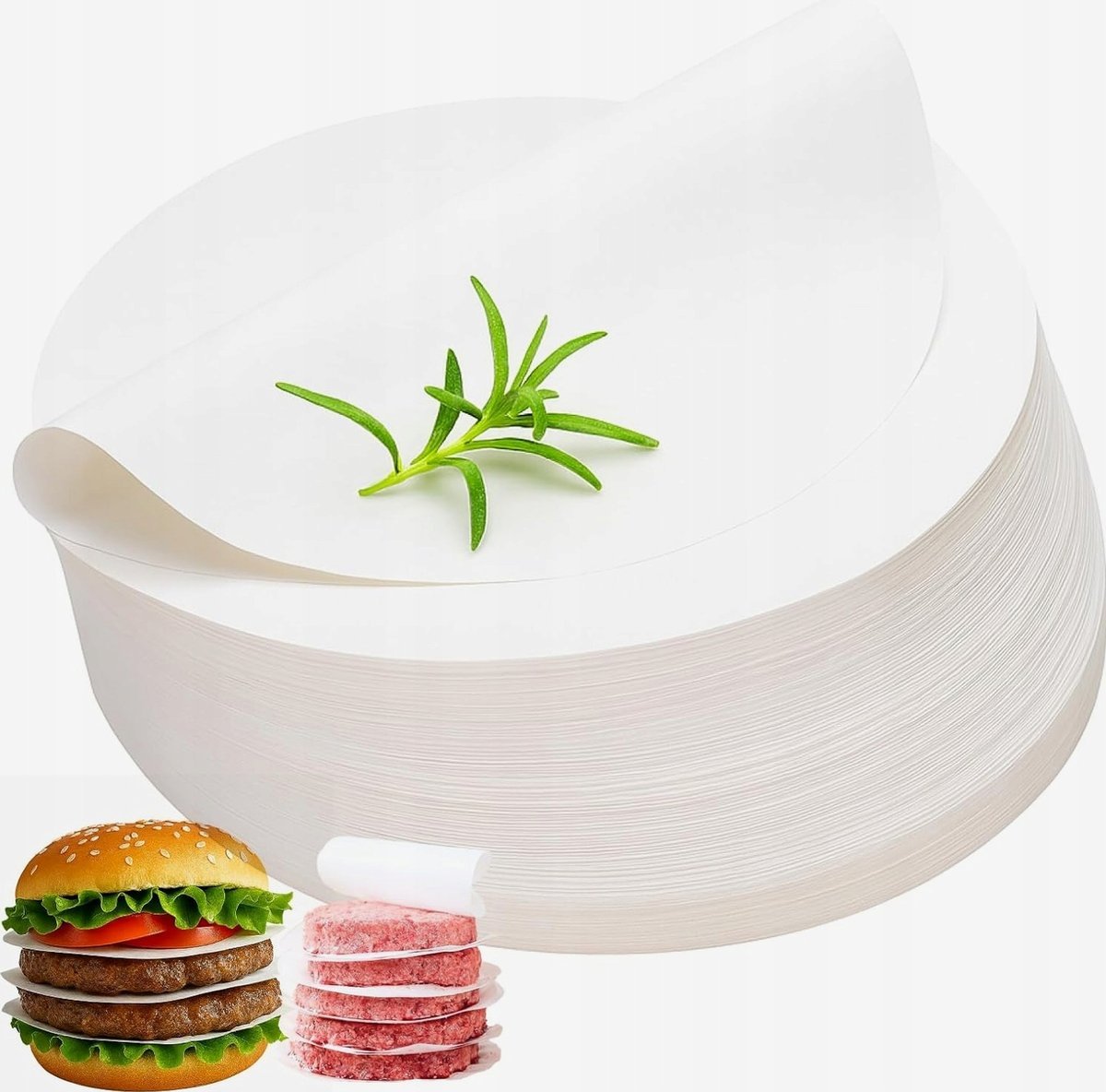 PAPIER BURGEROWY 10 CM 1000 SZTUK OKRĄGŁY NIEPRZYWIERAJĄCY DO PRASY