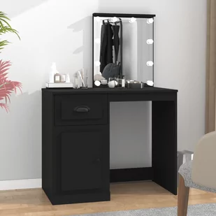 vidaXL Toaletka z LED, czarna, 90x50x132,5 cm, materiał drewnopochodny - Toaletki - miniaturka - grafika 1