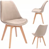 Krzesła - Jumi, Krzesło skandynawskie, Tapicerowane, Beżowe - miniaturka - grafika 1