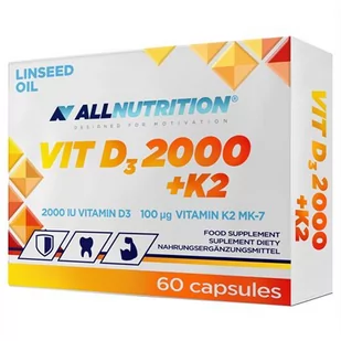 Allnutrition VIT D3 2000 + K2 Linseed Oil 60 Kapsułek - Witaminy i minerały - miniaturka - grafika 1