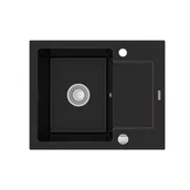 Zlewozmywaki - Mexen Enzo zlewozmywak granitowy 1-komorowy z krótkim ociekaczem 576 x 465 mm, czarny - 6506571005-77 - miniaturka - grafika 1