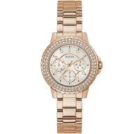 Zegarki damskie - Różowozłoty zegarek Guess Crown Jewel z kryształami GW0410L3 - miniaturka - grafika 1