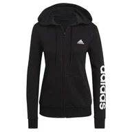 Bluzy sportowe damskie - Damska bluza zapinana na zamek z kapturem adidas Essentials Logo - miniaturka - grafika 1