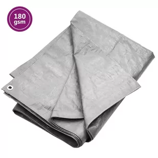 vidaXL Plandeka, 180 g/m², 6x6 m, szara, HDPE - Folie budowlane - miniaturka - grafika 1