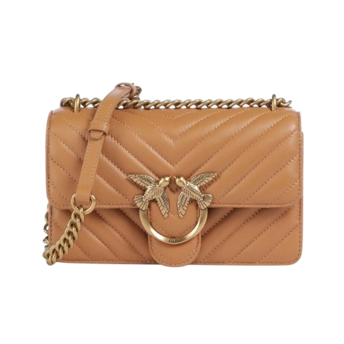 borse a spalla donna pinko - love one mini dc sheep nappa - marrone