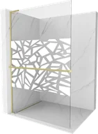 Ścianki i drzwi prysznicowe - Mexen Kioto+ L ścianka prysznicowa z półką Walk-in 80 x 200 cm, biały wzór, złota szczotkowana - 800-080-123-55-85 - miniaturka - grafika 1