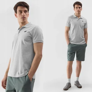 Koszulka Męska 4F Polówka z kołnierzykiem T-shirt Szary Sportowy XXL - Koszulki męskie - miniaturka - grafika 1