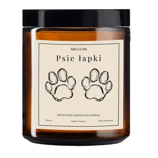 Świeca Sojowa Zapachowa z Drewnianym Knotem PSIE ŁAPKI 230 ml Miloom - Świece - miniaturka - grafika 1