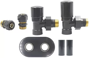 Varioterm Zawory regulacyjne kątowe SWING All in One - grafit błyszczący alu-pex - PEX 16 mm rozeta owalna zespolona 1szt AZIS07/FK(Pex)PO - Zawory i kraniki - miniaturka - grafika 1
