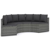 Sofy ogrodowe - vidaXL vidaXL 4-częściowa sofa do ogrodu z poduszkami polirattan szara 3064911 - miniaturka - grafika 1