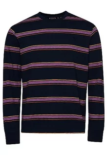 Koszulki męskie - SUPERDRY Vintage Textured Stripe LS Top M6010744A Navy Stripe 2XL Mężczyźni, Navy Stripe, XXL - grafika 1