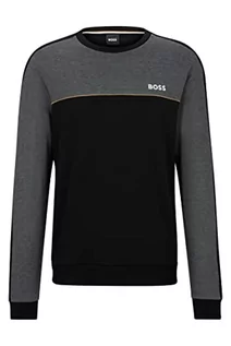 Bluzy męskie - BOSS Męska bluza dresowa z mieszanki bawełny z haftem z logo, czarny (Black1), XXL - grafika 1