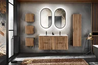 Meble łazienkowe - Zestaw meblowy 120cm z umywalką meblową, szafką wysoką i lustrem - miniaturka - grafika 1