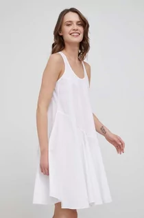 Sukienki - Emporio Armani sukienka bawełniana kolor biały mini rozkloszowana - grafika 1