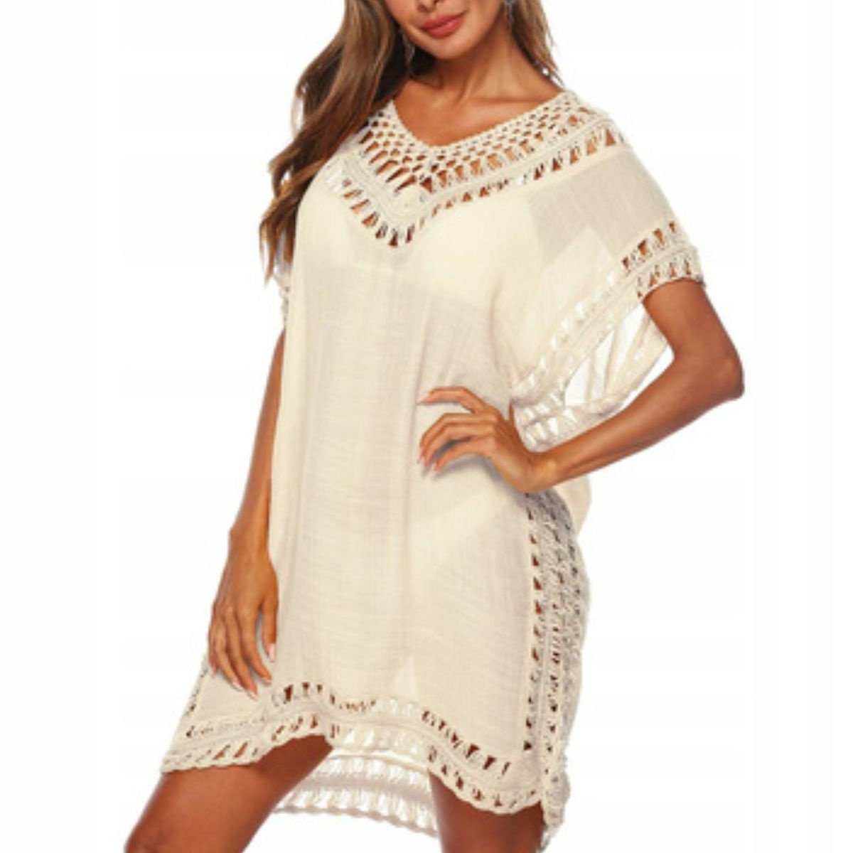 Pareo plażowe tunika sukienka z haftem