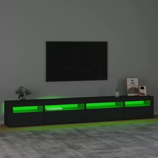 Lumarko Szafka pod TV z oświetleniem LED, czarna, 270x35x40 cm - Szafki RTV - miniaturka - grafika 5