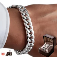 Bransolety męskie - Pełna Bransoletka Srebrna Męska 7Mm Srebro 925 Gruba Diamentowana Szeroka - miniaturka - grafika 1