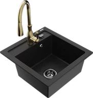 Zlewozmywaki z baterią - Mexen Vito zlewozmywak granitowy 1-komorowy z baterią kuchenną Savita, czarny - 6503-77-672601-50-B - miniaturka - grafika 1