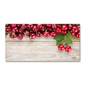 Foto gadżety - Foto-obraz szklany Wiśnie na drewnie - miniaturka - grafika 1