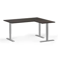Stoły i stoliki do biura - Stół z regulacją wysokości, 3 silniki, 745 - 1215 mm, narożnik L/P, blat 1600 x 1400 mm, podstawa szara, wenge - miniaturka - grafika 1
