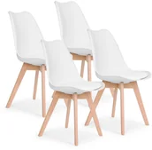 Krzesła - Zestaw 4 krzeseł krzesło do salonu jadalni z poduszką Białe ModernHome - miniaturka - grafika 1