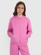 Bluzy dla dziewczynek - 4F Bluza dresowa rozpinana z kapturem dziewczęca - różowa 122 (6-7 lat) - miniaturka - grafika 1