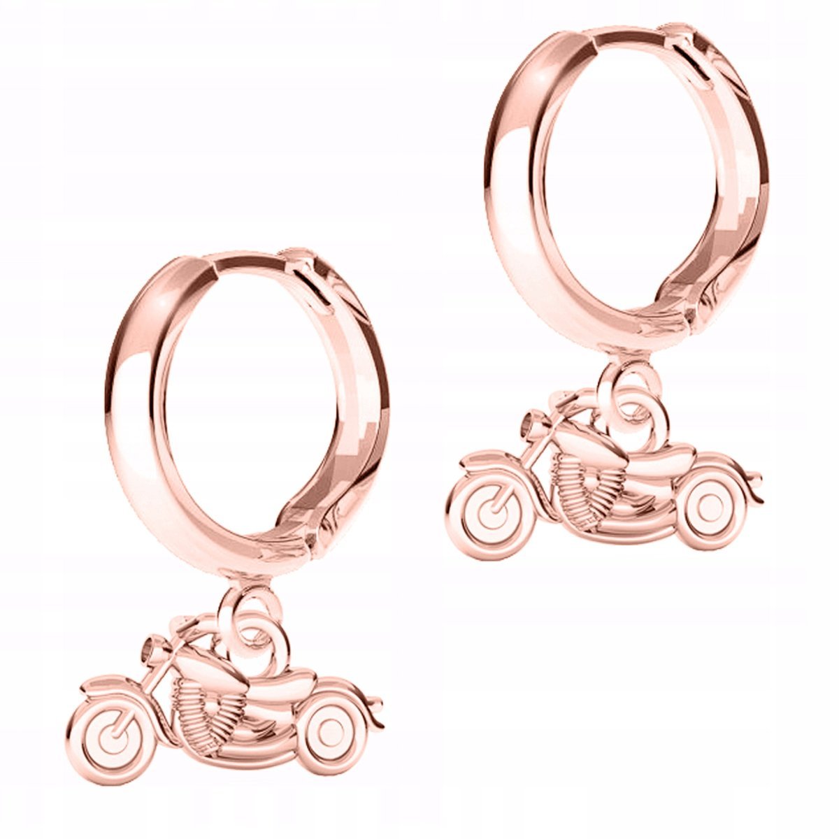 Kolczyki Pozłacane z Motorami Motocykle Harley Motocykl Motor SREBRO 925