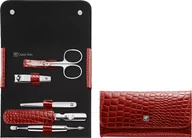 Akcesoria do paznokci - Akcesoria do manicure Classic Inox czerwone z obcinaczem i nożyczkami w skórzanym etui 5 el. - miniaturka - grafika 1