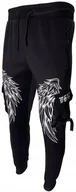 Spodnie męskie - Spodnie dresowe bojówki skrzydła czarne r.XL - miniaturka - grafika 1