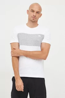 Koszulki męskie - Lacoste t-shirt bawełniany kolor biały wzorzysty - grafika 1