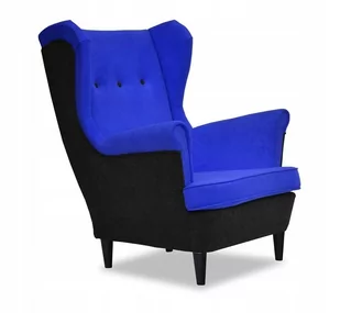 Fotel Uszak HOTEL 2 tkaniny INDYGO + CZARNY WELUR - Fotele - miniaturka - grafika 1