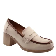 Półbuty damskie - Potocki 25-12628 damskie półbuty czółenka na słupku wkładka skóra beżowe - miniaturka - grafika 1
