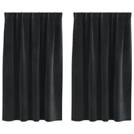 Zasłony - Zasłony vidaXL Czarne Poliester 140 x 140 cm Wstawki dekoracyjne - miniaturka - grafika 1